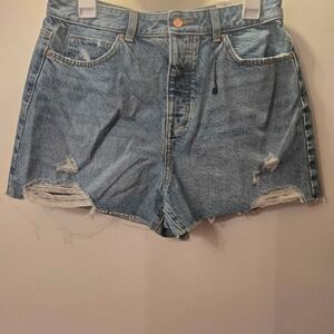 Zara Blue Distressed Jean Shorts